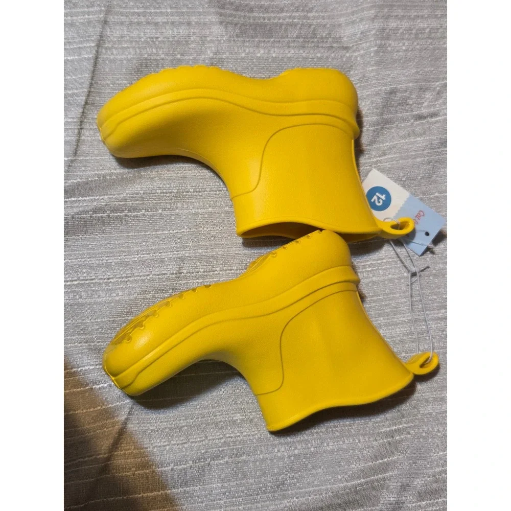 Cat & Jack Kids Eli Rain Boots Yellow Waterproof Slip On Ankle Boots Size 12 IT